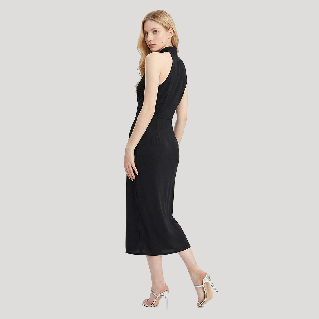 Work & Office Maxi Shift Polyester Minimalist Dress - MYTHSIS
