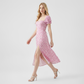 Vacation Midi A-Line Chiffon Romantic Floral Slit Dress - MYTHSIS