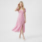 Vacation Midi A-Line Chiffon Romantic Floral Slit Dress - MYTHSIS