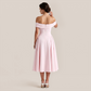 【Wedding Guest】 Maxi A-Line Satin Glam U-Neck Off-Shoulder Dress - MYTHSIS