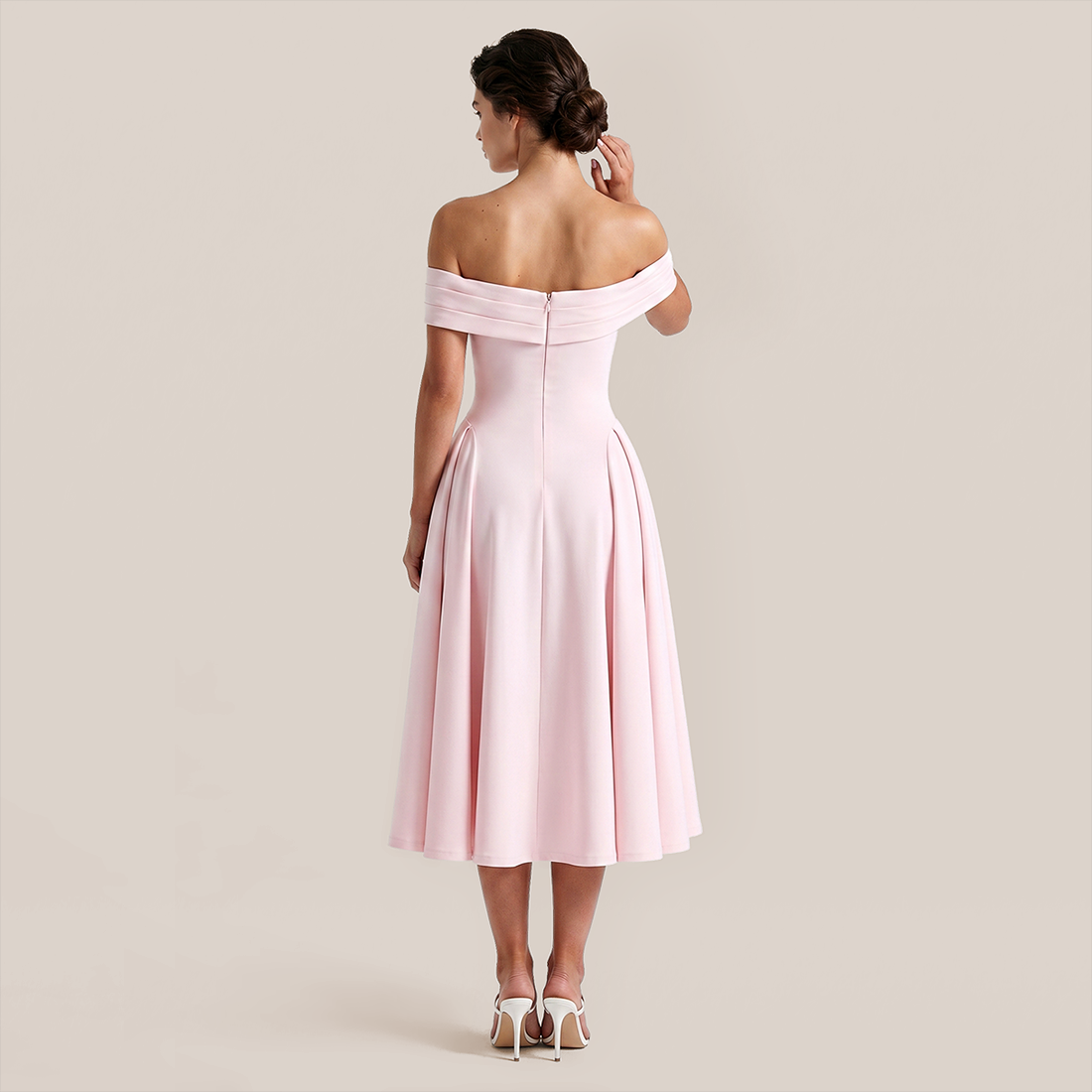 【Wedding Guest】 Maxi A-Line Satin Glam U-Neck Off-Shoulder Dress - MYTHSIS