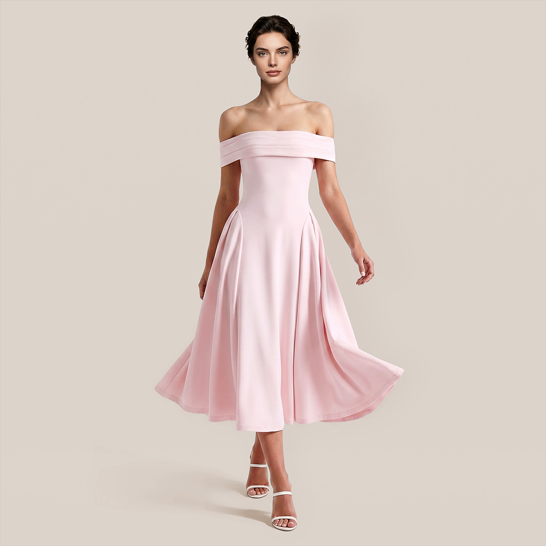 【Wedding Guest】 Maxi A-Line Satin Glam U-Neck Off-Shoulder Dress - MYTHSIS