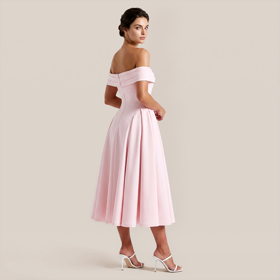 【Wedding Guest】 Maxi A-Line Satin Glam U-Neck Off-Shoulder Dress - MYTHSIS