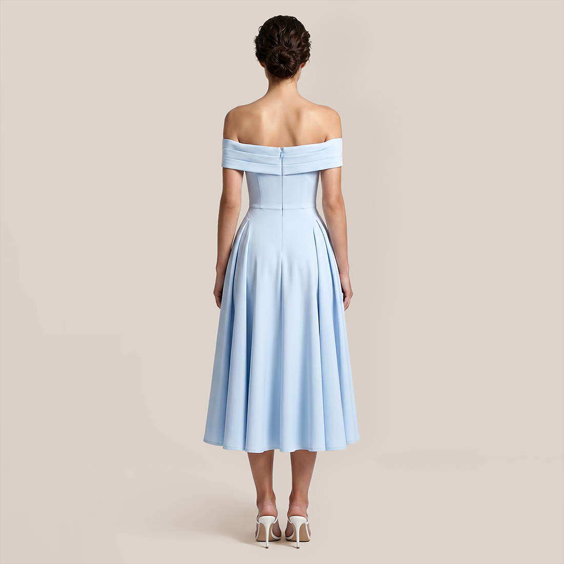【Wedding Guest】 Maxi A-Line Satin Glam U-Neck Off-Shoulder Dress - MYTHSIS