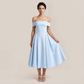 【Wedding Guest】 Maxi A-Line Satin Glam U-Neck Off-Shoulder Dress - MYTHSIS