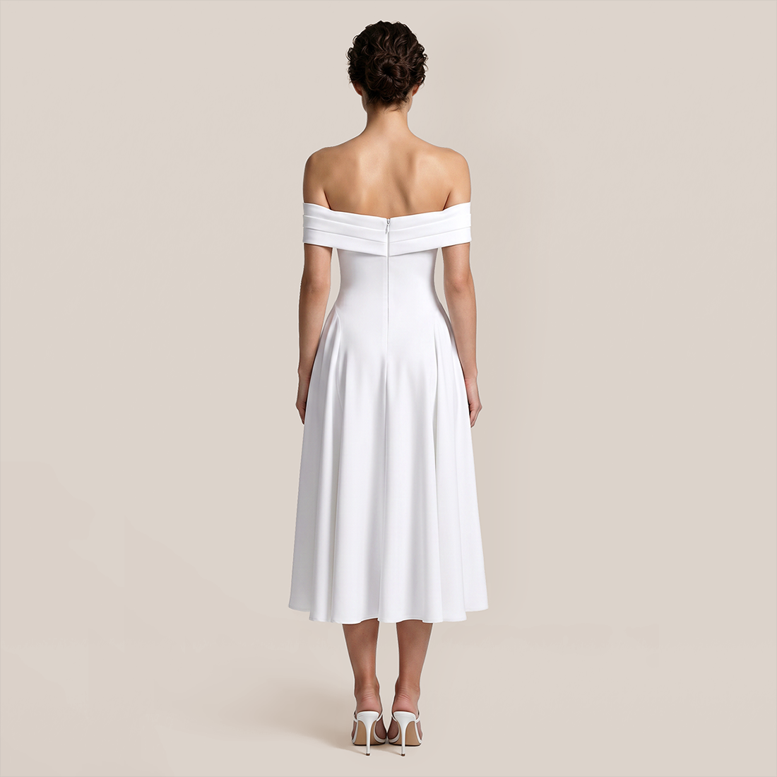 【Wedding Guest】 Maxi A-Line Satin Glam U-Neck Off-Shoulder Dress - MYTHSIS