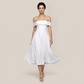 【Wedding Guest】 Maxi A-Line Satin Glam U-Neck Off-Shoulder Dress - MYTHSIS