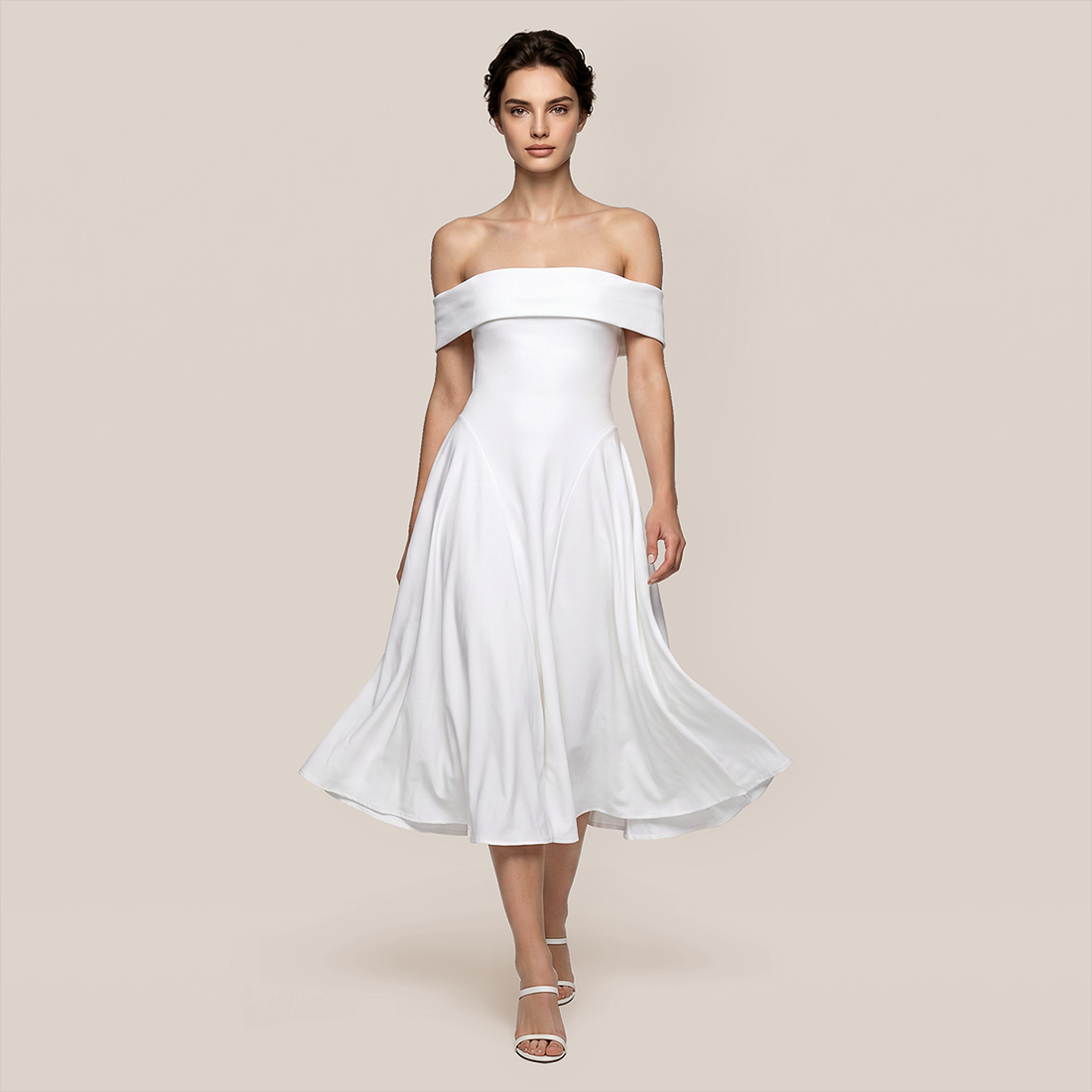 【Wedding Guest】 Maxi A-Line Satin Glam U-Neck Off-Shoulder Dress - MYTHSIS