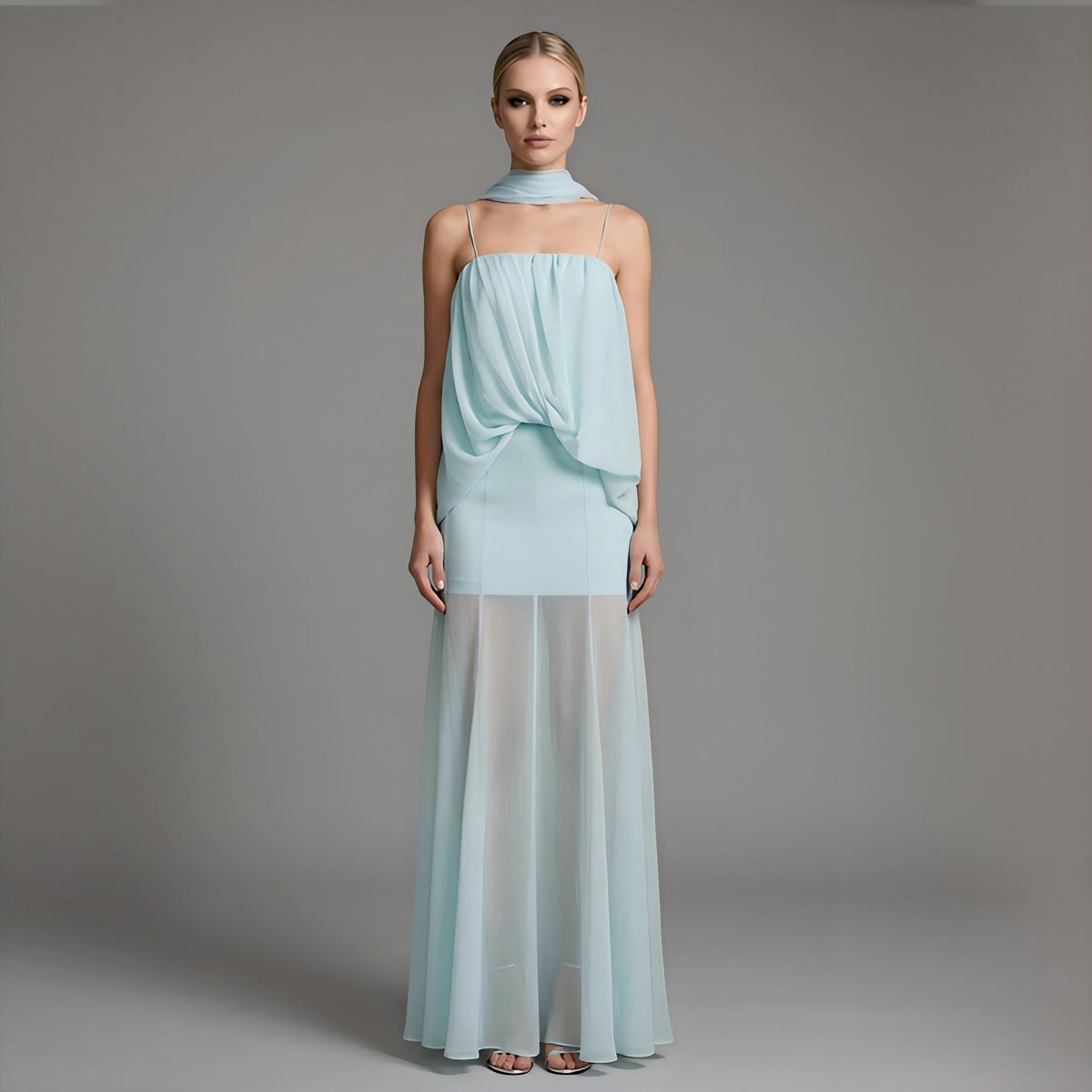 Wholesale Women's Sheer Gauze Ribbon Maxi Dress