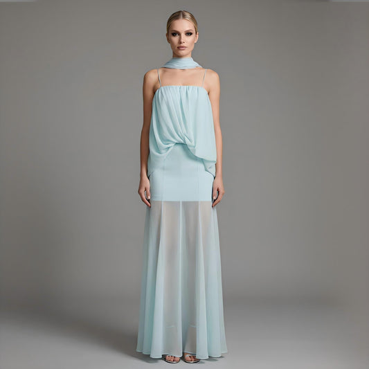 Wholesale Women's Sheer Gauze Ribbon Maxi Dress