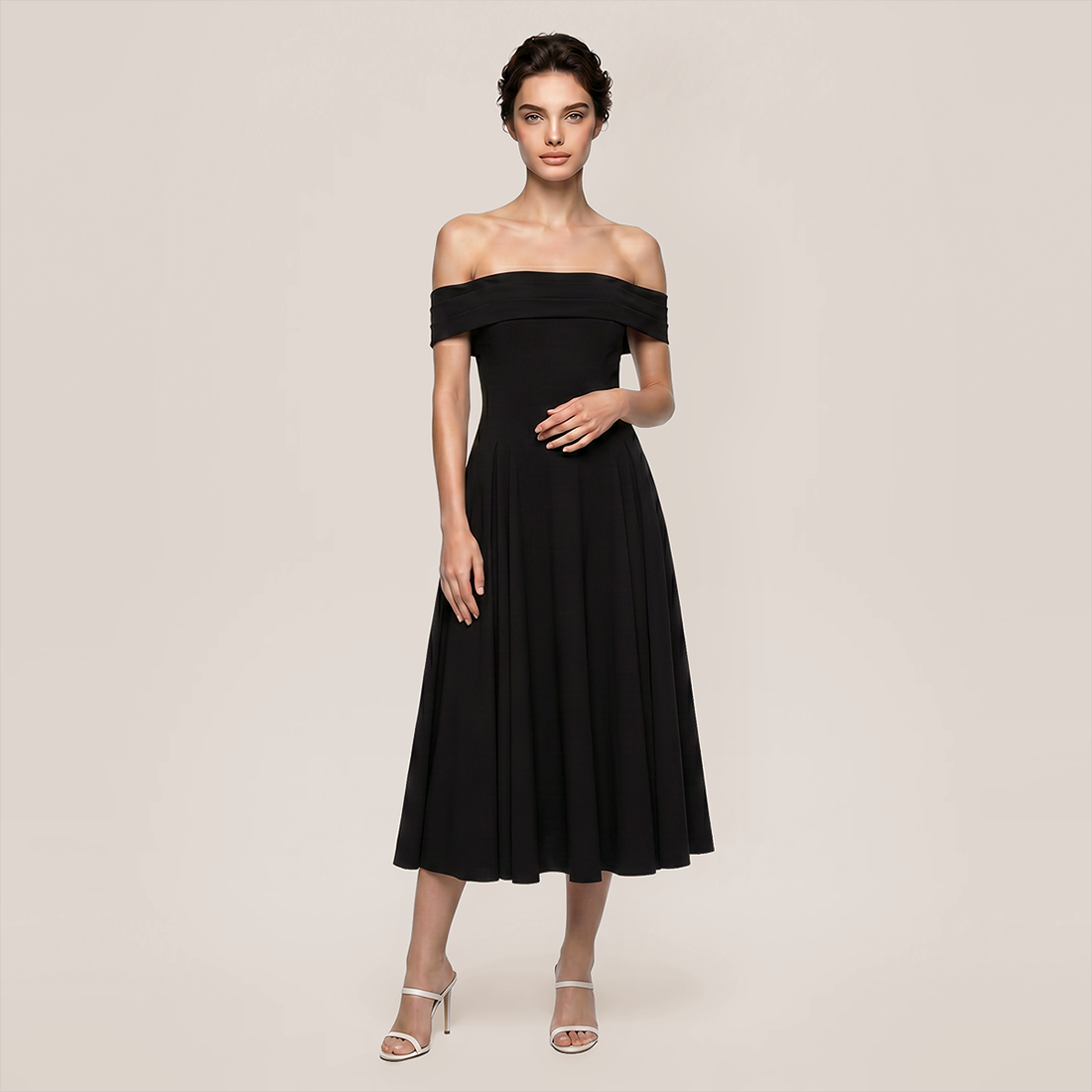 【Wedding Guest】 Maxi A-Line Satin Glam U-Neck Off-Shoulder Dress - MYTHSIS
