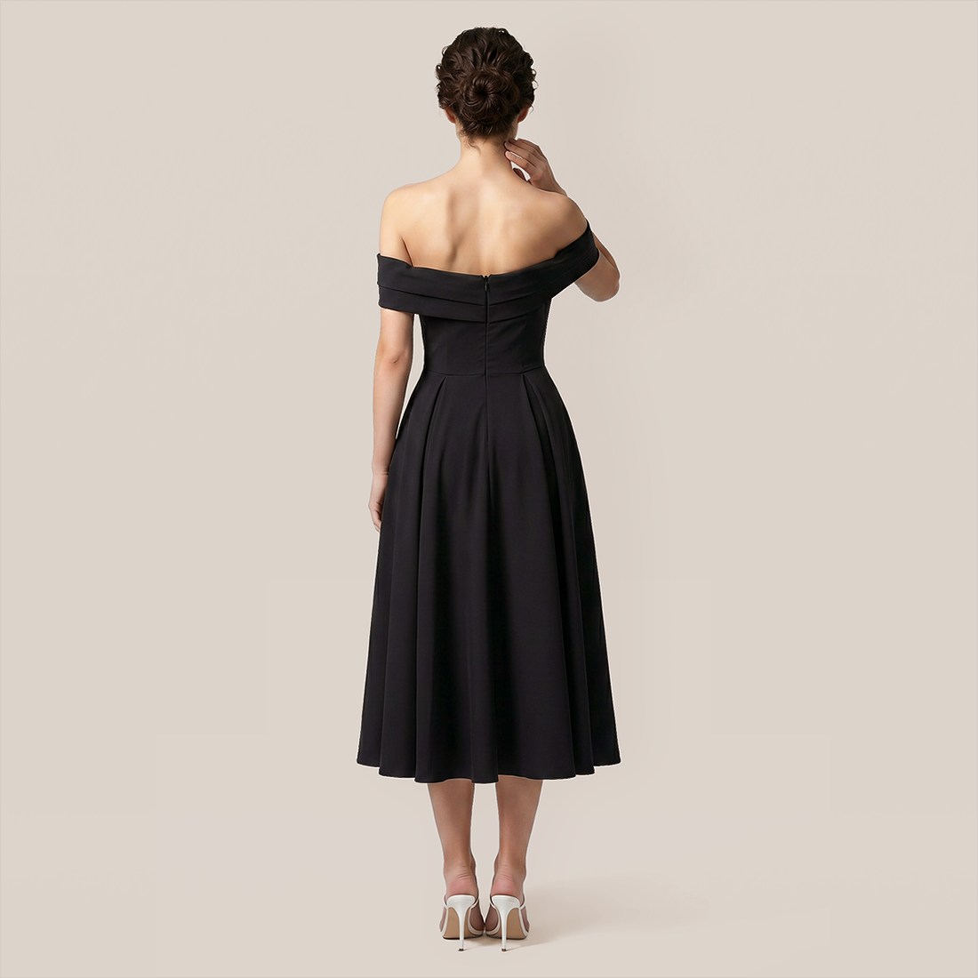 【Wedding Guest】 Maxi A-Line Satin Glam U-Neck Off-Shoulder Dress - MYTHSIS