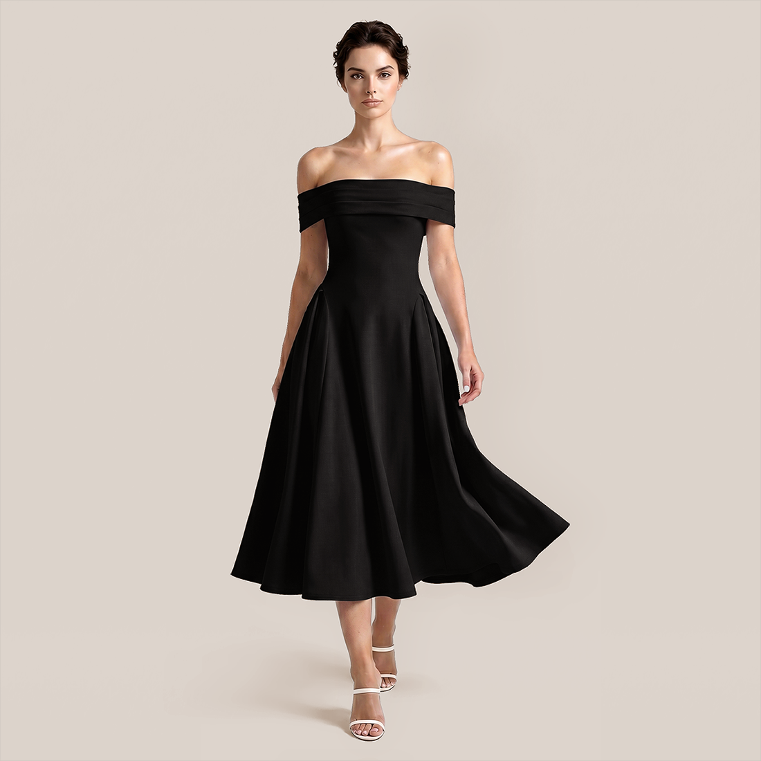 【Wedding Guest】 Maxi A-Line Satin Glam U-Neck Off-Shoulder Dress - MYTHSIS