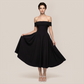 【Wedding Guest】 Maxi A-Line Satin Glam U-Neck Off-Shoulder Dress - MYTHSIS