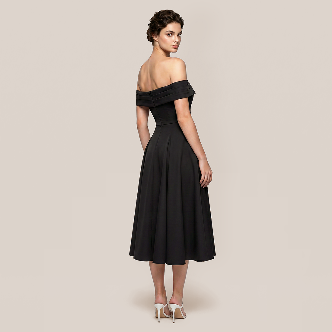 【Wedding Guest】 Maxi A-Line Satin Glam U-Neck Off-Shoulder Dress - MYTHSIS
