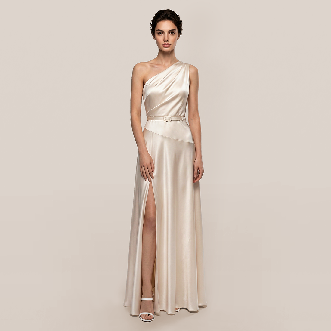 【Wedding Guest】 Maxi A-Line Polyester Chic Cowl Neck One-Shoulder Dress - MYTHSIS