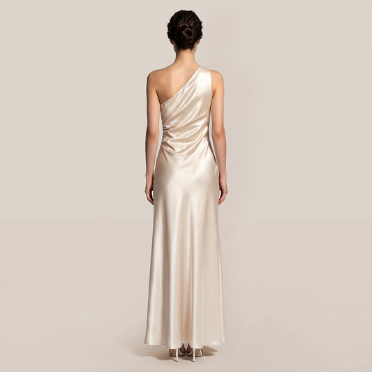【Wedding Guest】 Maxi A-Line Polyester Chic Cowl Neck One-Shoulder Dress - MYTHSIS