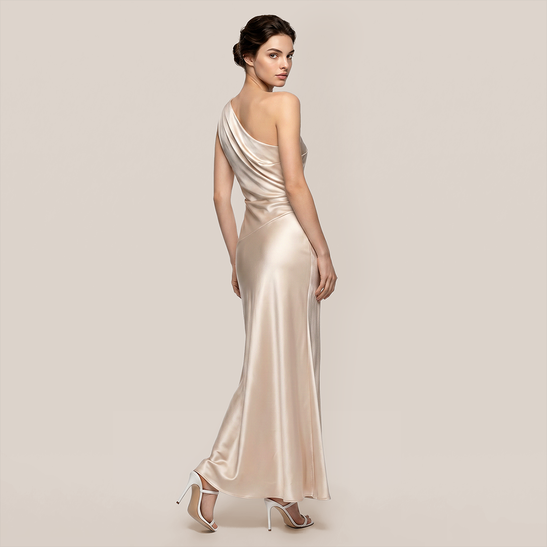 【Wedding Guest】 Maxi A-Line Polyester Chic Cowl Neck One-Shoulder Dress - MYTHSIS