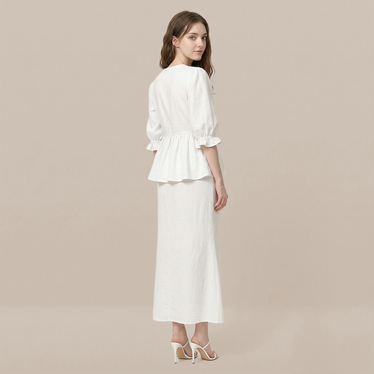 Vacation Boho Linen Two-Piece Set - MYTHSIS