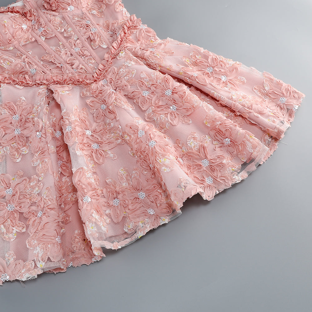 Wholesale Women's 3D Floral Ruffle Tutu Mini Dress