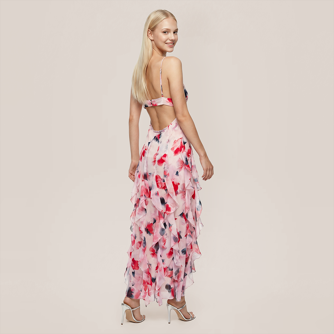 Wedding Guest Maxi A-Line Chiffon Floral Elegant Dress - MYTHSIS
