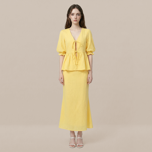 Vacation Boho Linen Two-Piece Set - MYTHSIS