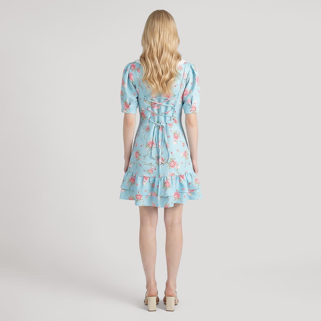 Date Night Mini A-Line Polyester Romantic Floral Dress - MYTHSIS