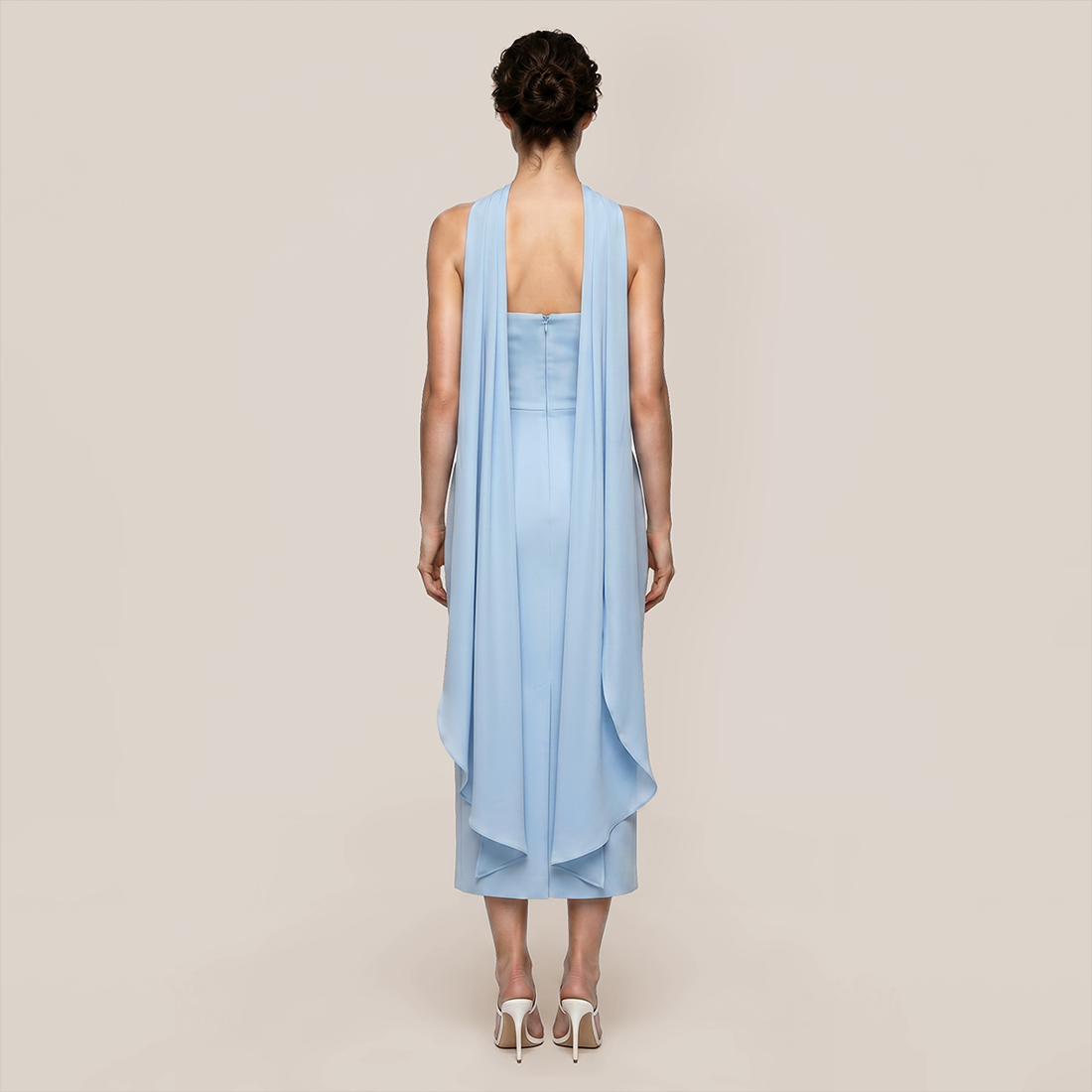 【Wedding Guest】 Maxi Bodycon Knit Glam Straight Neck Beaded Mesh Dress - MYTHSIS