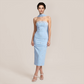 【Wedding Guest】 Maxi Bodycon Knit Glam Straight Neck Beaded Mesh Dress - MYTHSIS