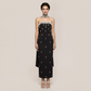 【Wedding Guest】 Maxi Bodycon Knit Glam Straight Neck Beaded Mesh Dress - MYTHSIS