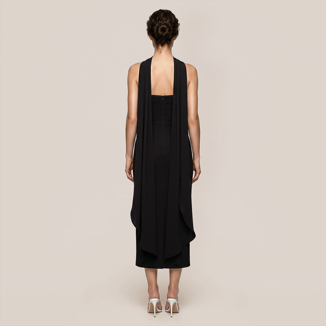 【Wedding Guest】 Maxi Bodycon Knit Glam Straight Neck Beaded Mesh Dress - MYTHSIS