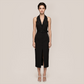 Work & Office Maxi Bodycon Viscose Chic Notched Lapel Slit Dress - MYTHSIS