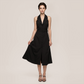 Work & Office Maxi Bodycon Viscose Chic Notched Lapel Slit Dress - MYTHSIS