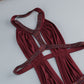 Wholesale Women's Magenta Halter Mini Dress – Crystal Cutout Ruched Bodycon