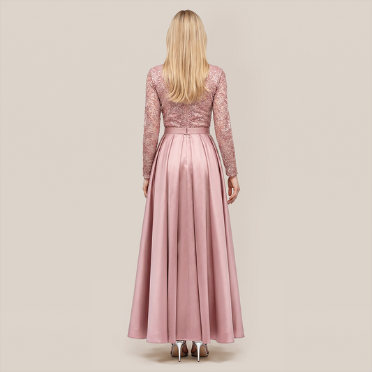 Formal Evening Maxi A-Line Lace Sequin Glam Dress - MYTHSIS