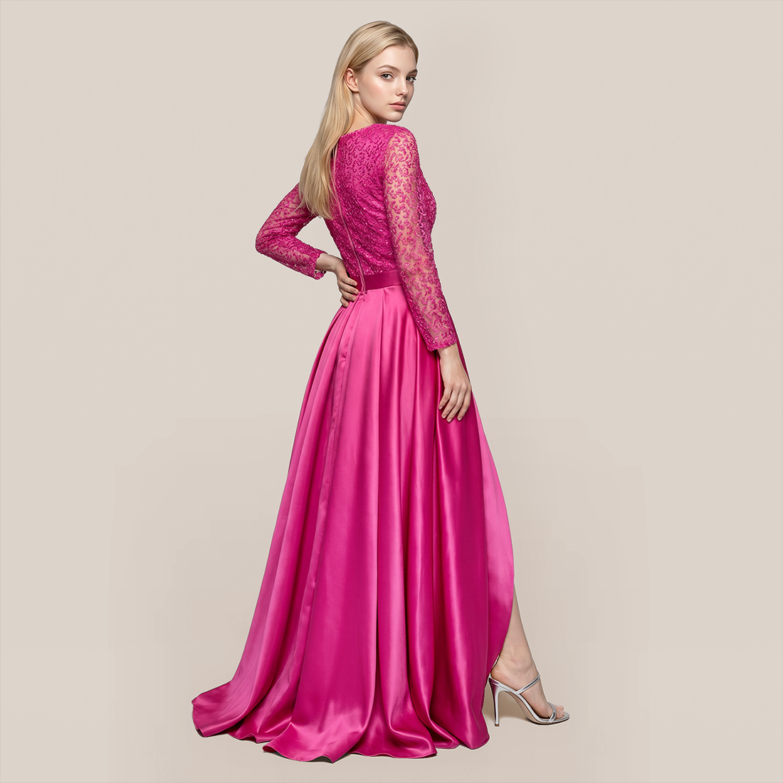 Formal Evening Maxi A-Line Lace Sequin Glam Dress - MYTHSIS