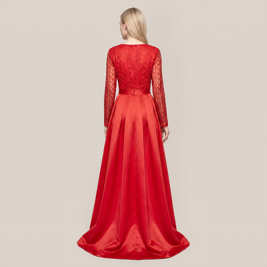 Formal Evening Maxi A-Line Lace Sequin Glam Dress - MYTHSIS