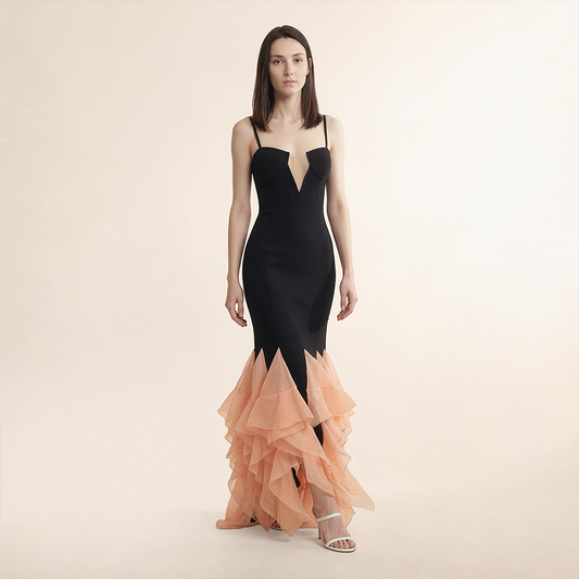 Wholesale Women's Strapless Ruffle Hem Maxi Dress – XS Women's Clothing