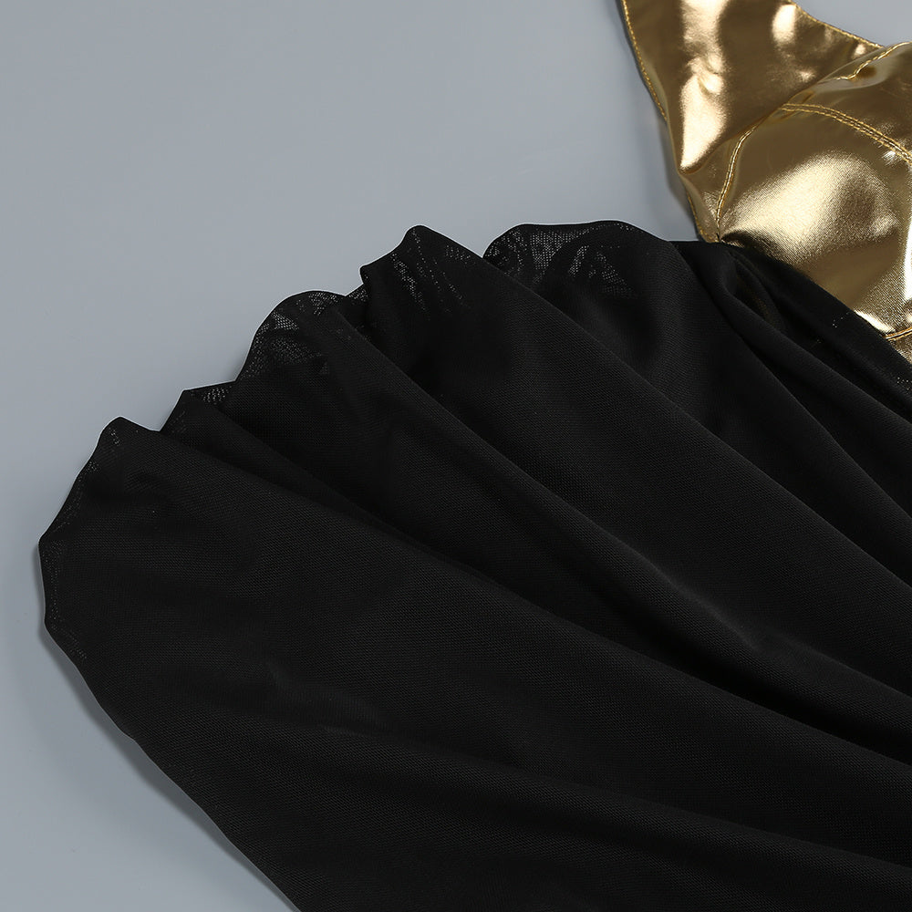 【Party & Event】 Maxi Sheath Polyester Milk Silk Sexy One-Shoulder Cutout Chain Side Slit Dress - MYTHSIS