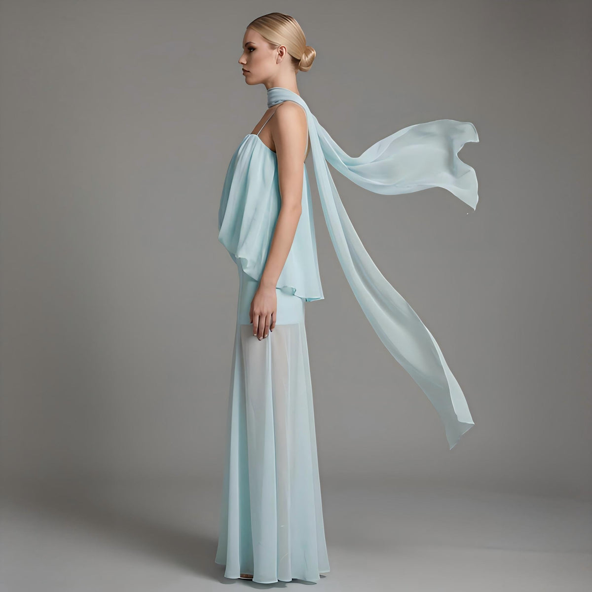 Wholesale Women's Sheer Gauze Ribbon Maxi Dress