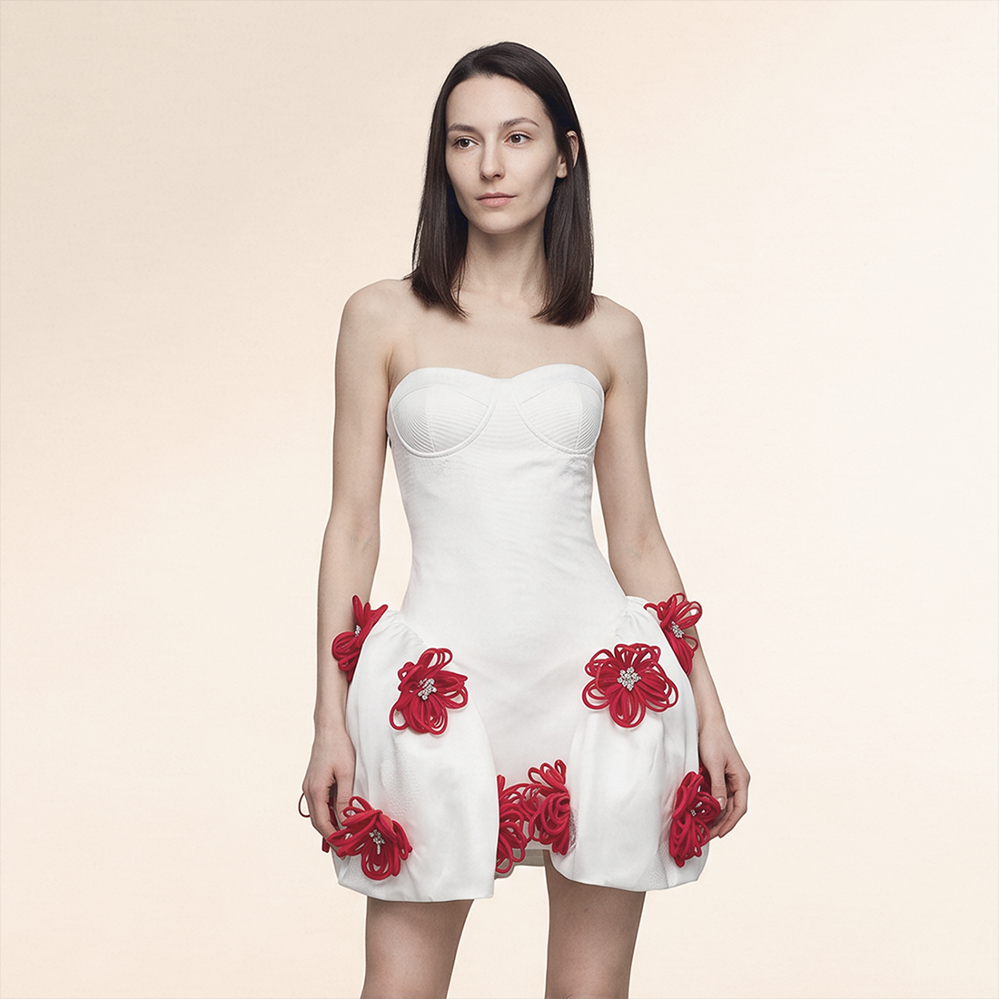 Wholesale Women's Strapless Floral Puff Mini Dress – XS Women's Clothing