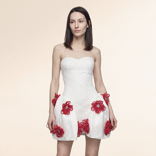 Wholesale Women's Strapless Floral Puff Mini Dress – XS Women's Clothing