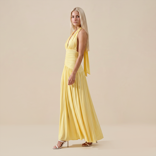 Casual Everyday Mini Sheath Polyester Chic Halter Neck Solid Sleeveless Dress - MYTHSIS