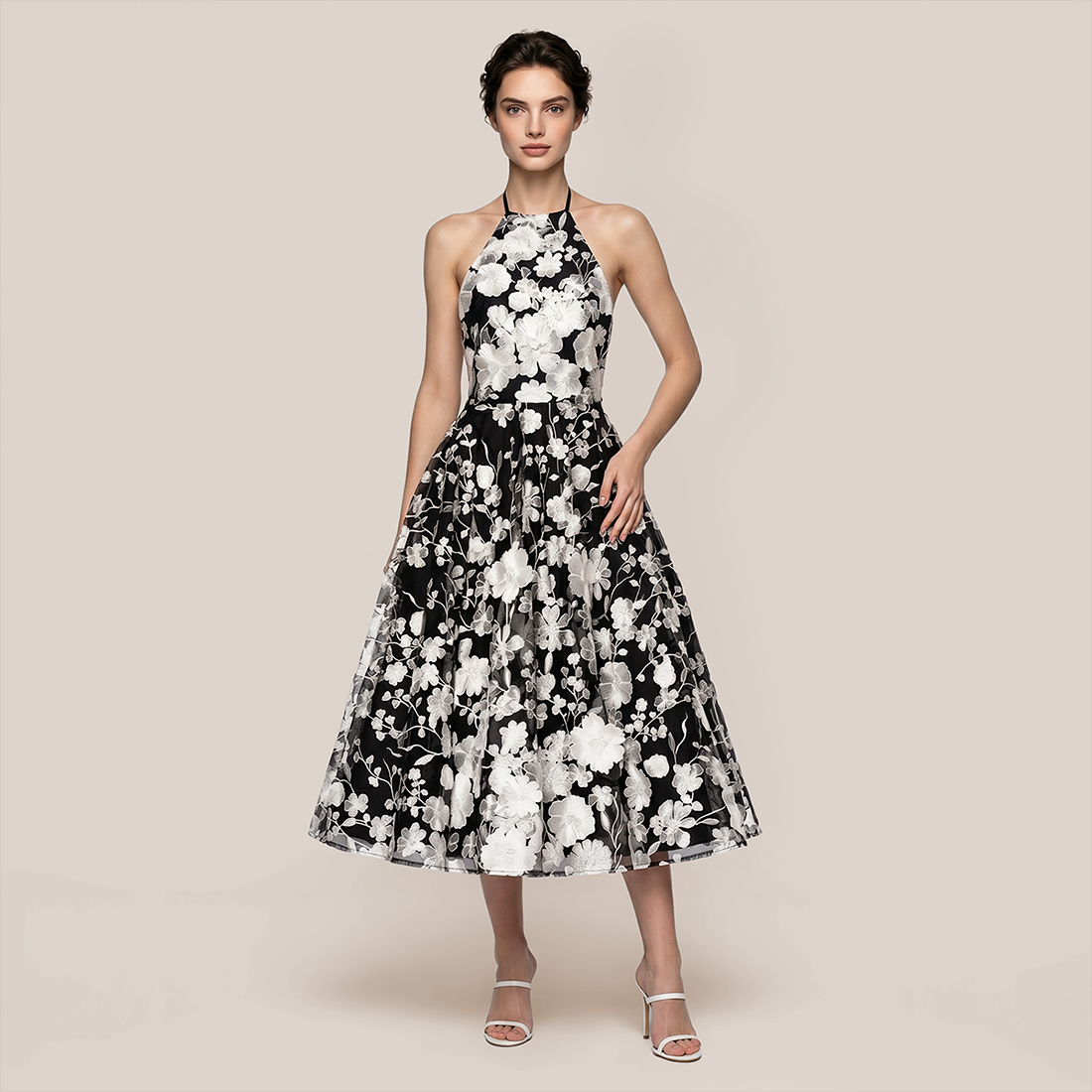 Date Night Maxi A-Line Polyester Sexy 3D Floral Open Back Dress - Wholesale Dresses Low MOQ - MYTHSIS