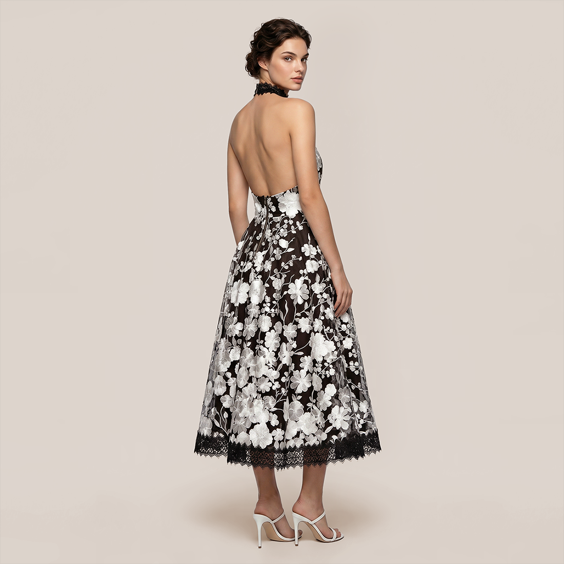 Date Night Maxi A-Line Polyester Sexy 3D Floral Open Back Dress - Wholesale Dresses Low MOQ - MYTHSIS