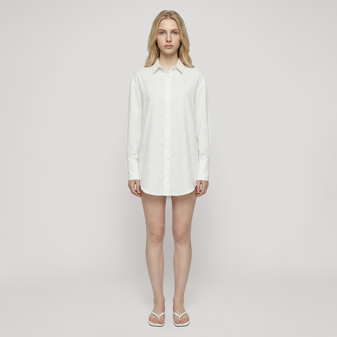 Casual Mini Shirt Dress Cotton Relaxed Dress - MYTHSIS