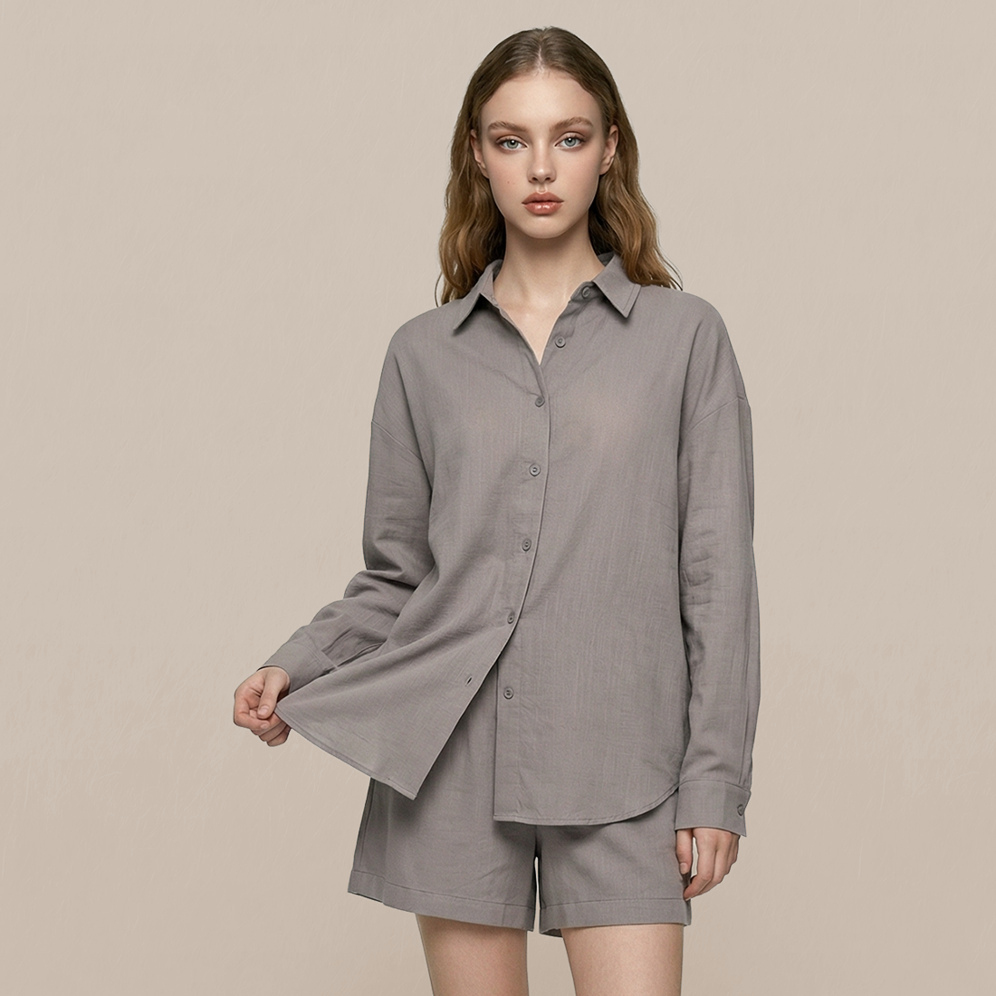 Casual Simple Cotton Two-Piece Set - MYTHSIS