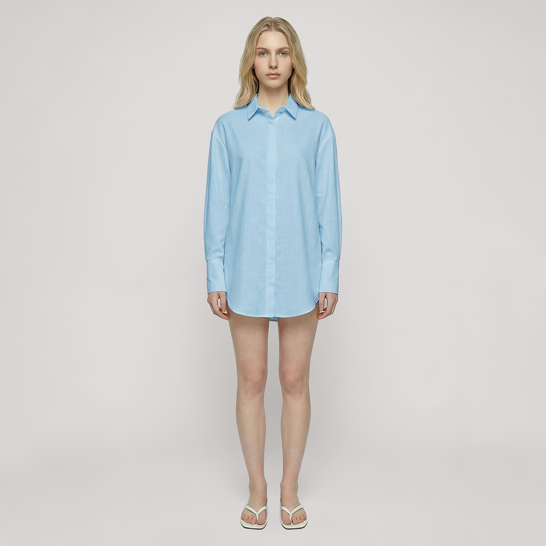 Casual Mini Shirt Dress Cotton Relaxed Dress - MYTHSIS