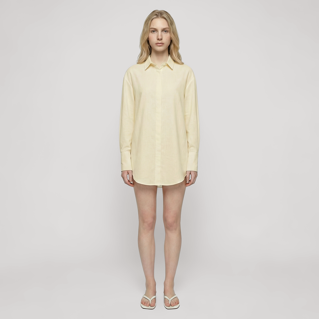 Casual Mini Shirt Dress Cotton Relaxed Dress - MYTHSIS