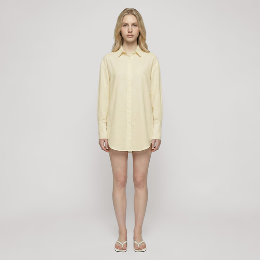 Casual Mini Shirt Dress Cotton Relaxed Dress - MYTHSIS